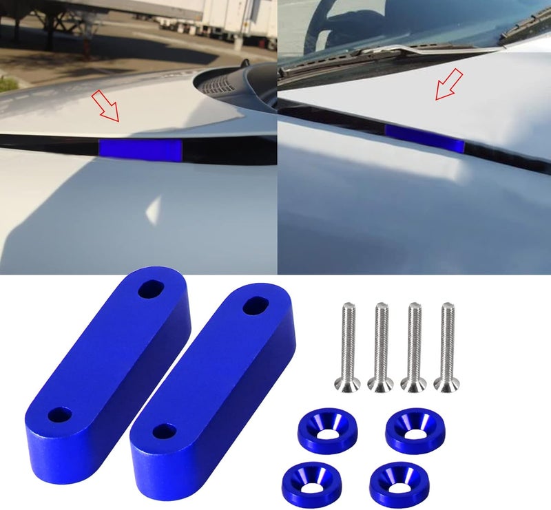 YESHMA Front Hood Vent Space Riser Spacer Modification Kit, Hood Riser Compatible with Honda Civic Acura Integra, Aluminum Alloy Car Hood Vent Spacer Riser for CRX Del Sol (Blue) - Image 2